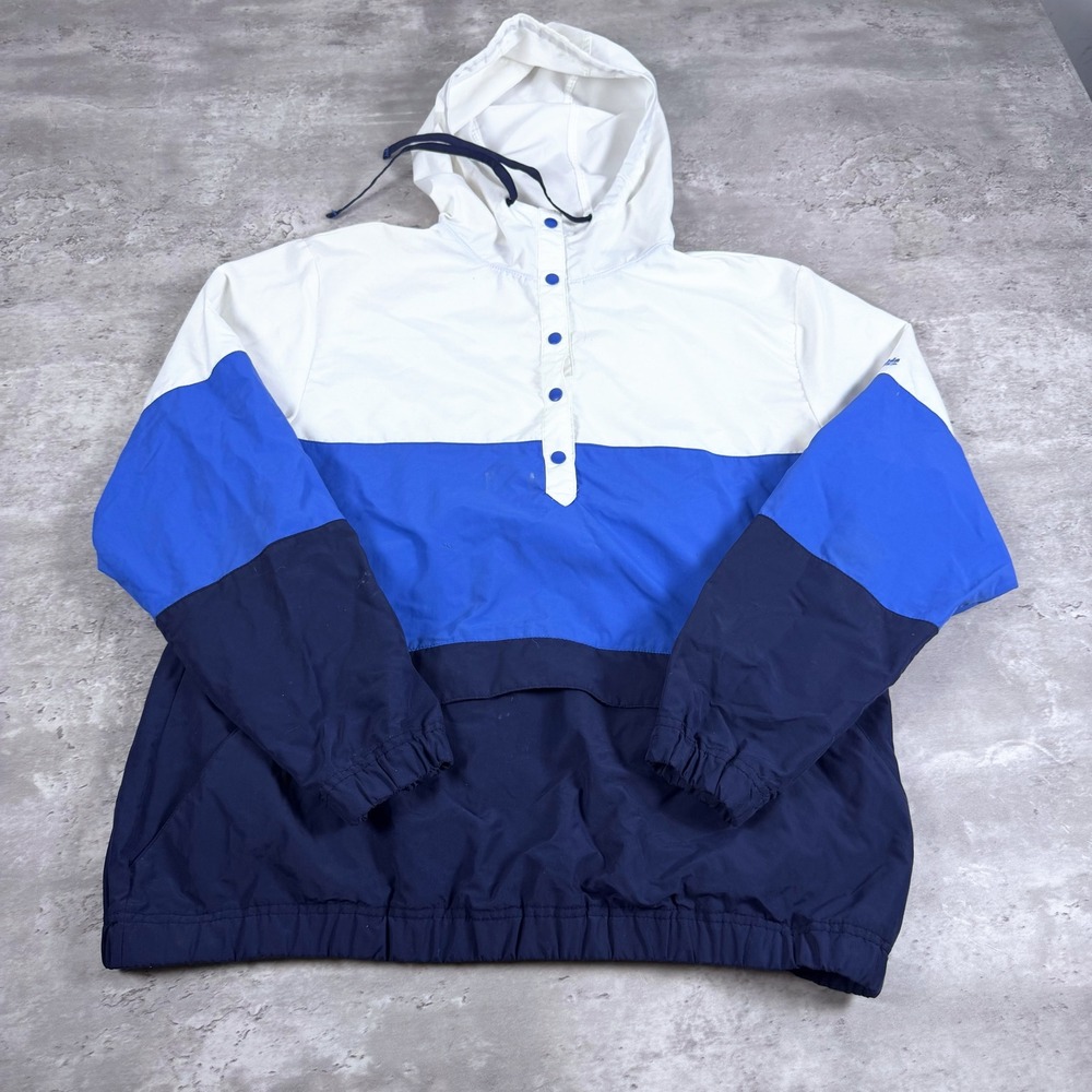 Columbia Anorak Windbreaker Colorblock Blue White Size L Gorpcore